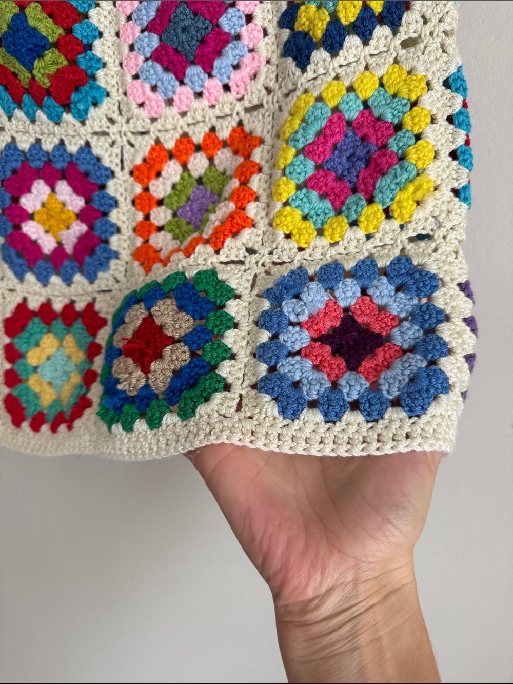 Handmade Crochet Granny Square Beach Mini Skirt Boho Festival Cover Up size S/M - Picture 3 of 9
